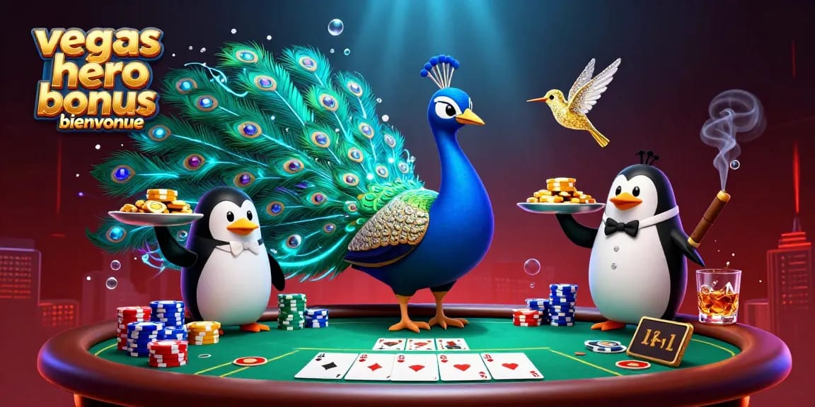 Découvrez le bonus bienvenue Vegas Hero avec de magnifiques illustrations de jeu et des personnages colorés