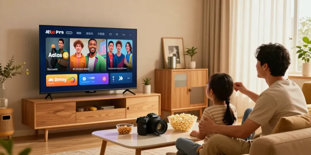 Profitez des films et séries avec Atlas Pro dans un cadre familial chaleureux.