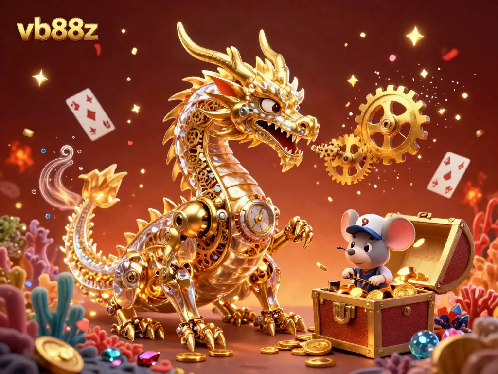 Experience thrilling gameplay with vb88z featuring a golden dragon and treasure in a vibrant casino scene.