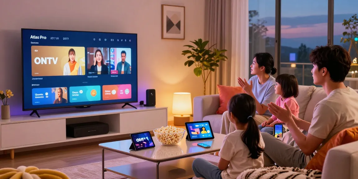 Expérience de visionnage en famille avec l'application atlas pro ontv sur Smart TV