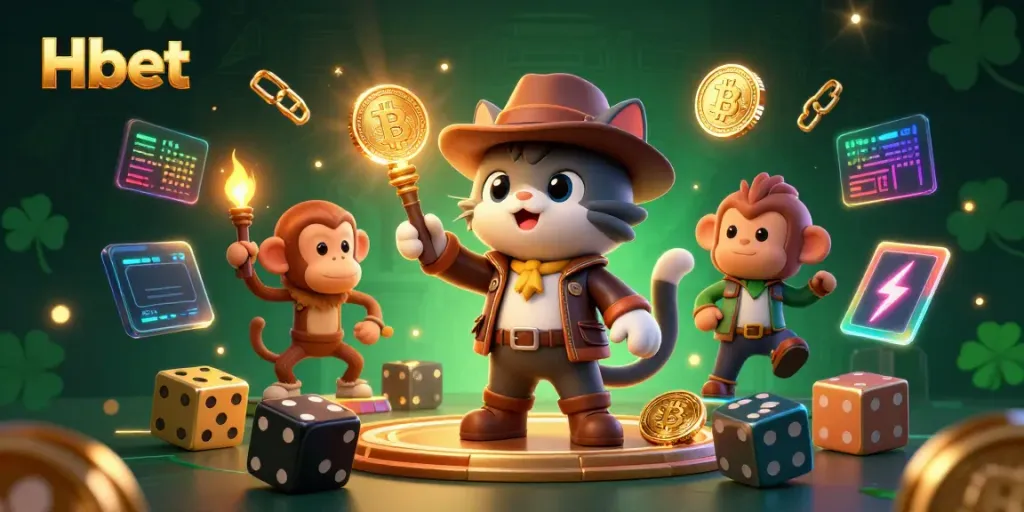 Engage through the HBET casino theme with an adventurous cat explorer discovering hidden treasures.