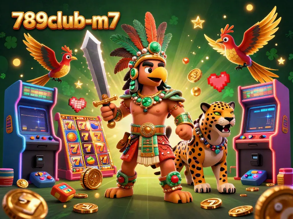 Join the adventure at 789club-m7 with Aztec warriors and colorful slot reels!