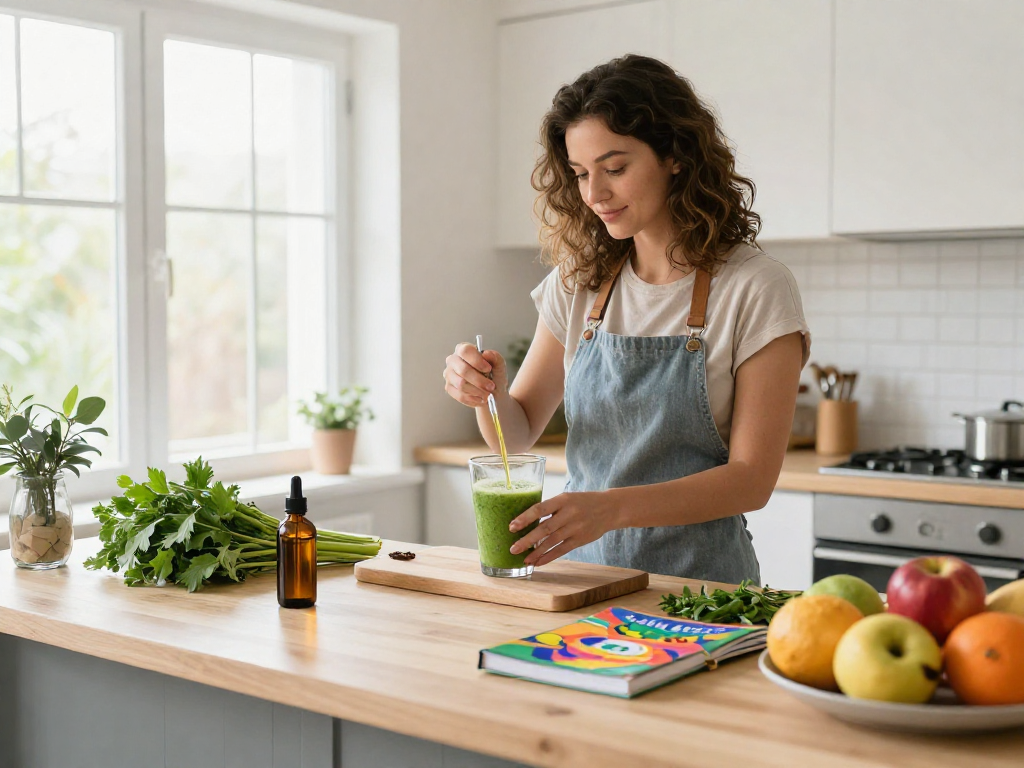 Casino en ligne français : routine de bien-être avec huile de CBD, smoothie vert et plantes fraîches