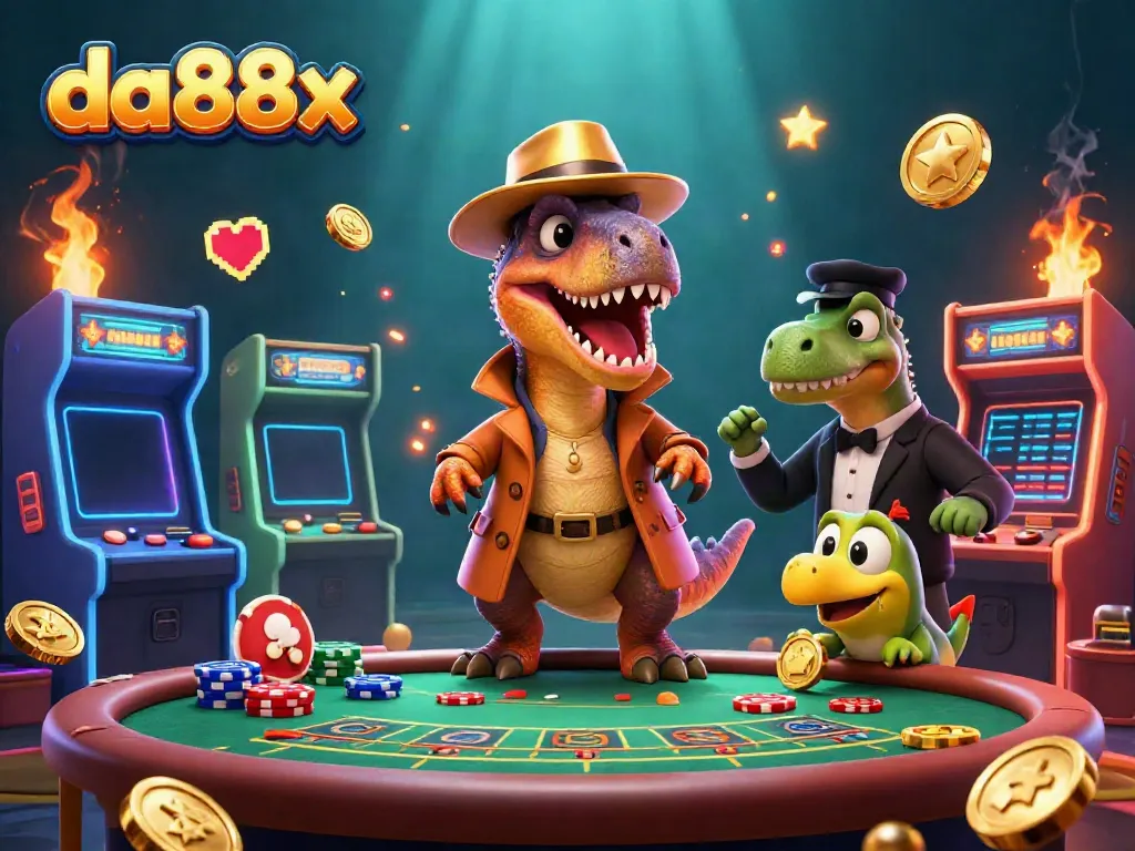 Engaging scene of da88x, where a velociraptor card counter under disguise interacts at a vibrant blackjack table