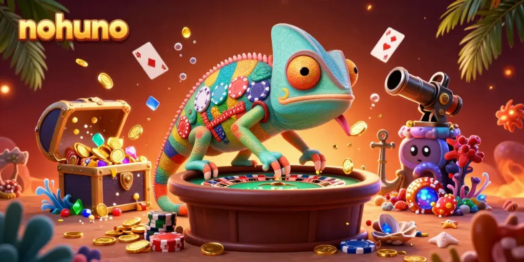 Experience the vibrant excitement of nohuno with a dynamic chameleon casino owner and casino elements.
