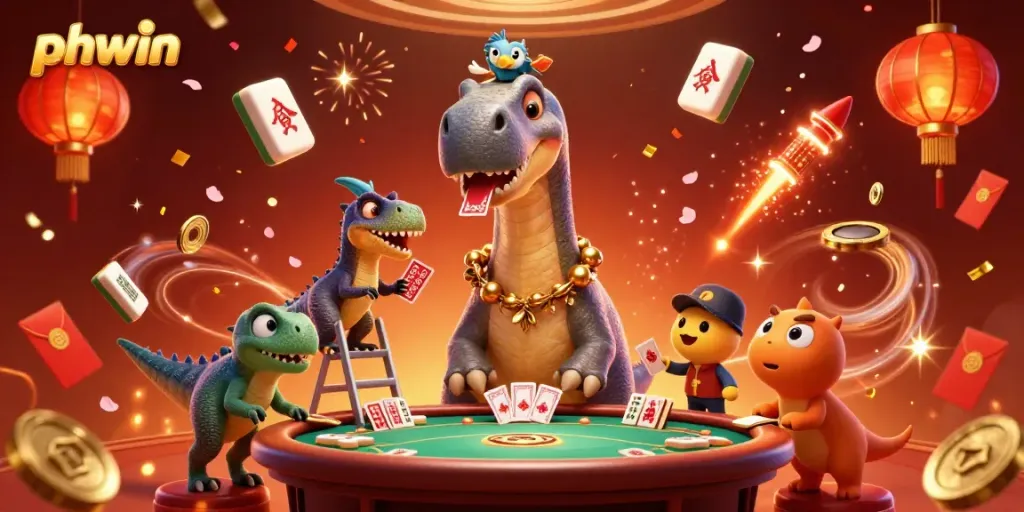 phwin showcases a dynamic casino scene with exciting gaming elements and characters.