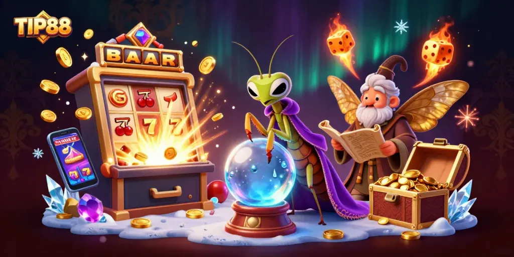 Engage with TIP88's vibrant casino world through a captivating scene of fortune-telling