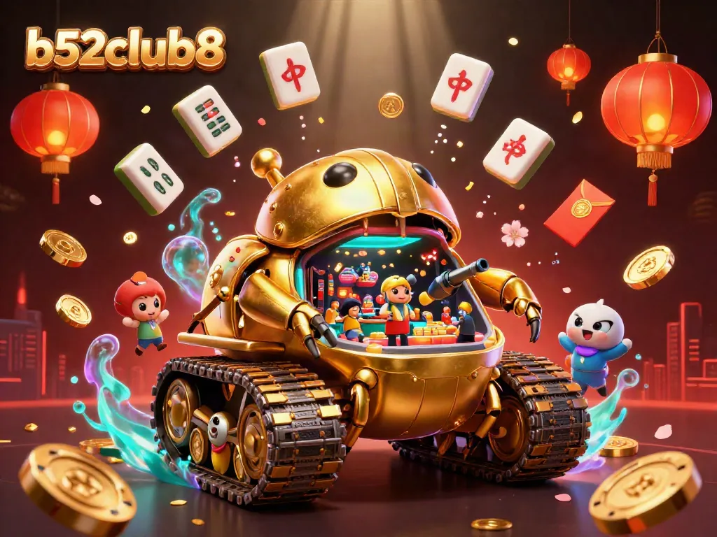 Experience the thrilling world of b52club8 while engaging in vibrant casino-themed action amidst golden elements and lively festivities.