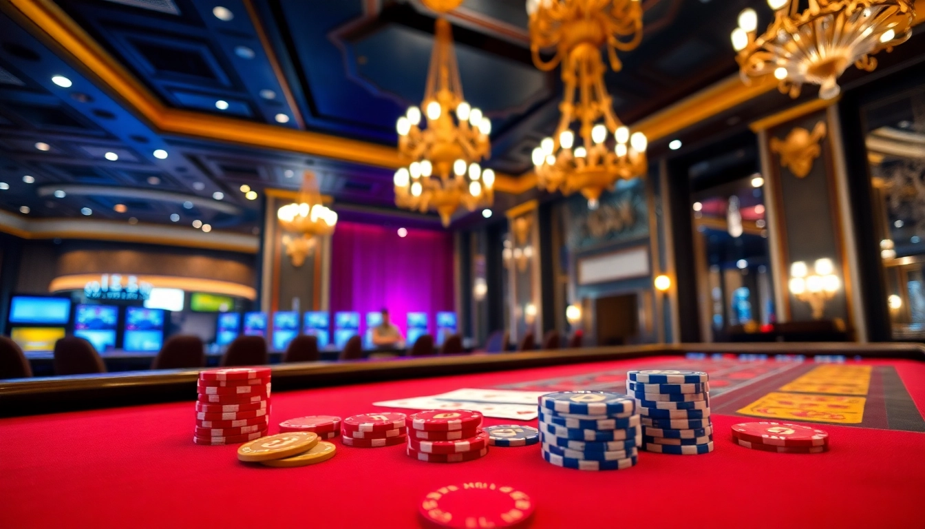 Jouez avec passion au Bitcoin casino avec des jetons colorés sur une table élégante.