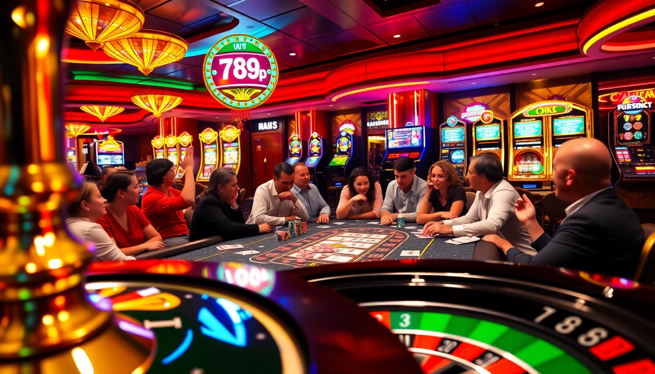Engaging in a thrilling poker game at 789P casino with vibrant chips and cards.