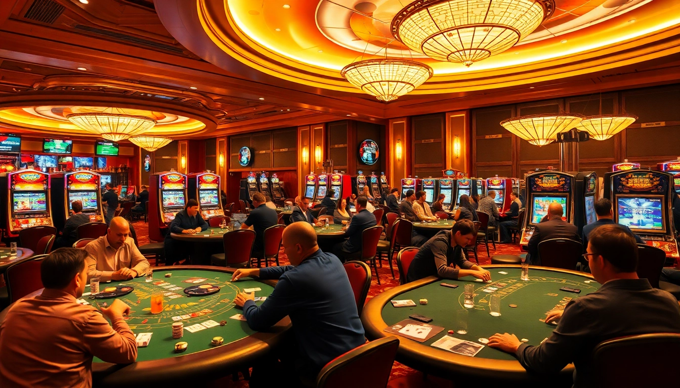 Joueurs profitant de l'expérience du casino en ligne dans un environnement animé.