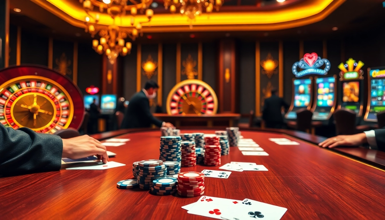 Intense poker gameplay at a casino table showcasing excitement associated with ww88.com.