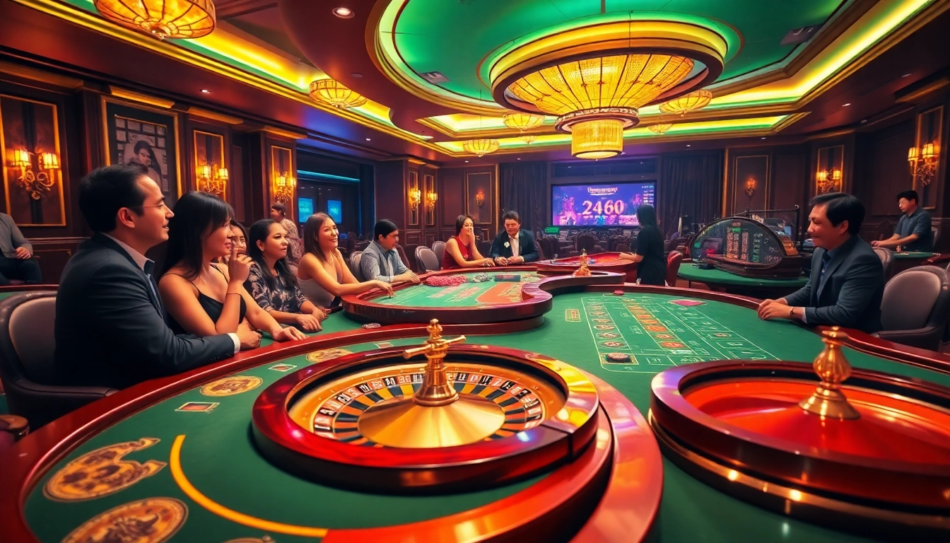 A dynamic gaming atmosphere at trang chủ dh88, featuring excited players at a poker table.
