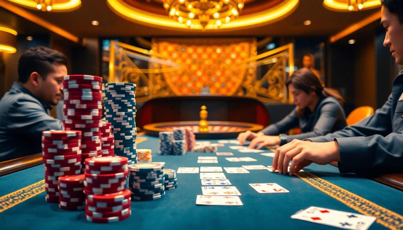 Experience thrilling moments at uu88’s poker table with vibrant chips and gaming action.