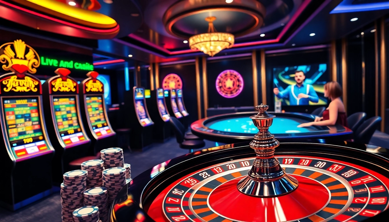 Engaging action at a casino en ligne francais with vibrant slot machines and exciting game interfaces.