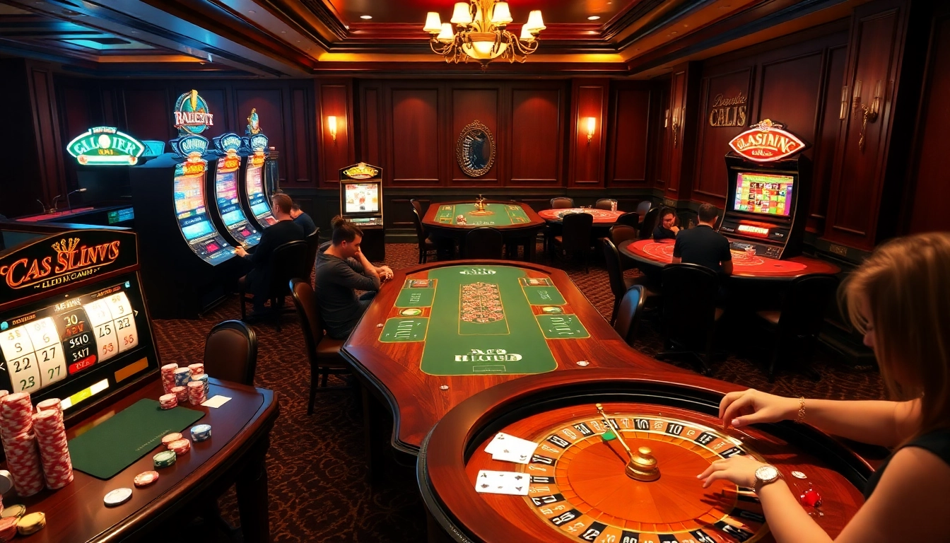 Scène de casino en ligne français captivante mettant en avant des jeux vibrants et une atmosphère de luxe.