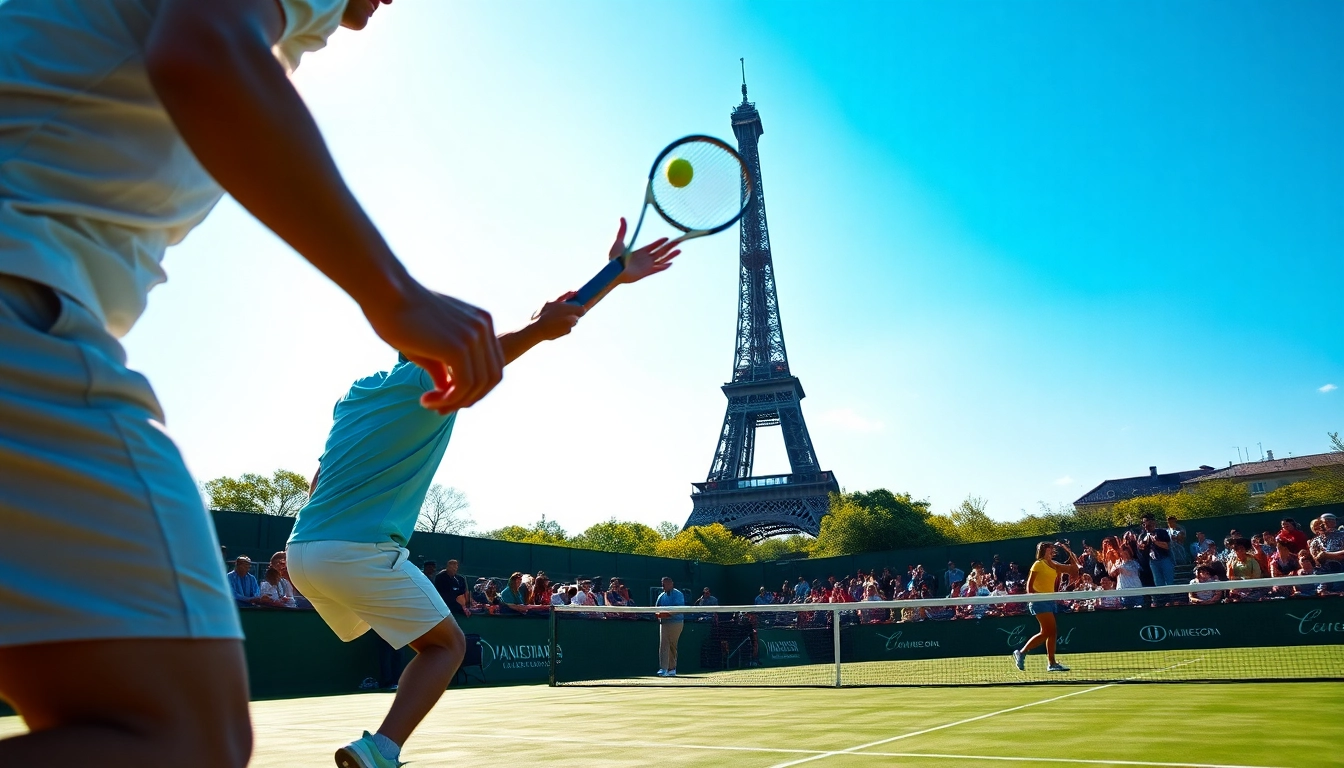 Les paris sportif tennis prend vie lors d'un match intense à Paris, mettant en avant les joueurs de tennis. related image