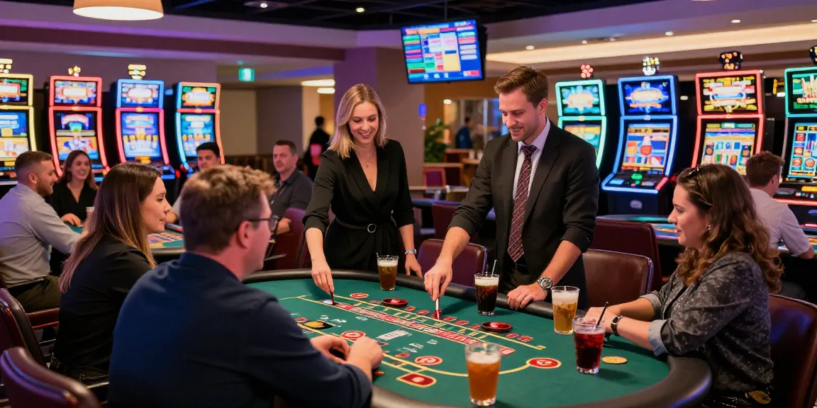 Atmosphère dynamique d'un casino en ligne avec des joueurs enthousiastes profitant de jeux variés et d'interactions engageantes.