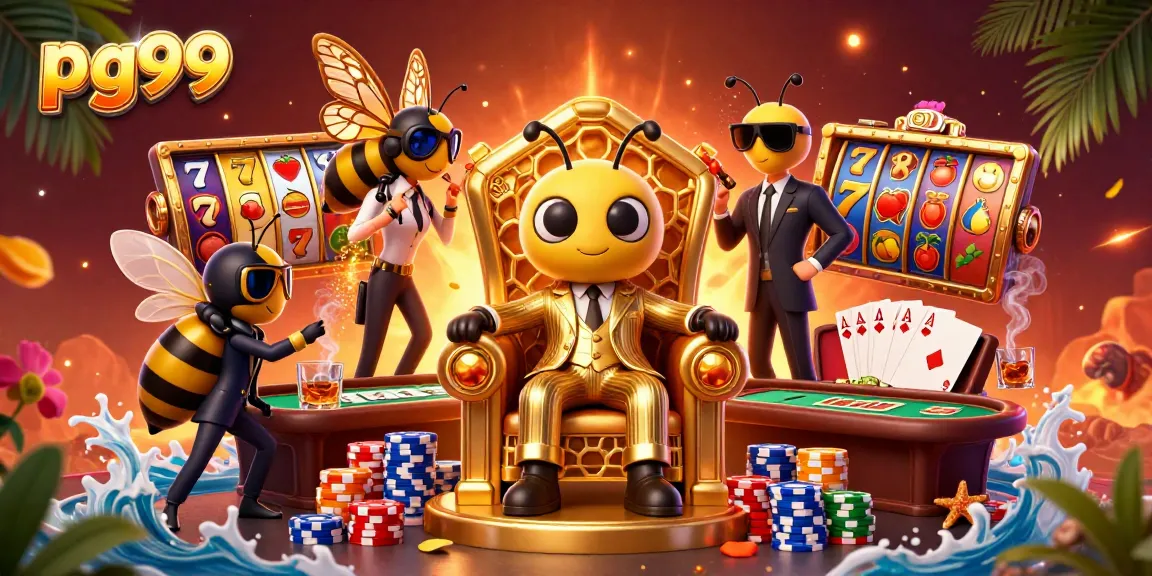 Immerse in pg99's vibrant gaming world with dynamic slot reels and charismatic characters.
