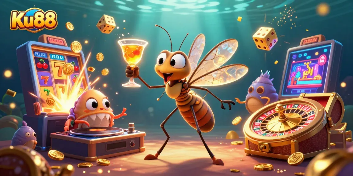 Spin to win at Ku88 with a vibrant 3D casino scene featuring unique characters and thrilling elements.