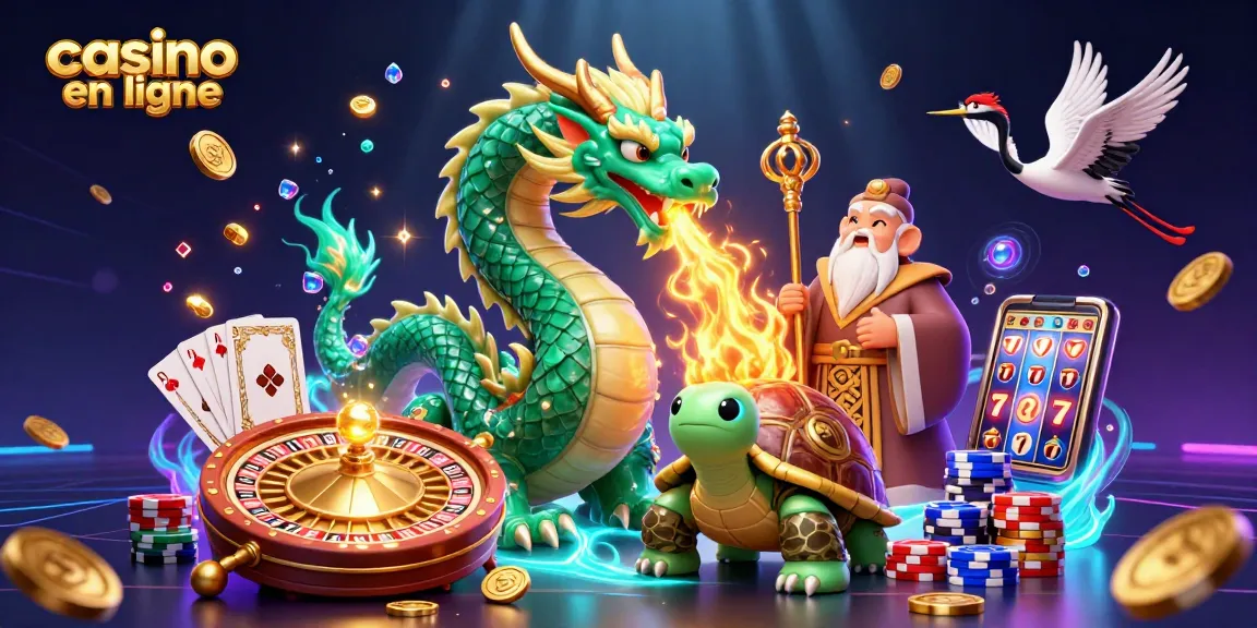 Les jeux de casino en ligne s'animent autour d'un dragon émeraude, créant une expérience éclatante.