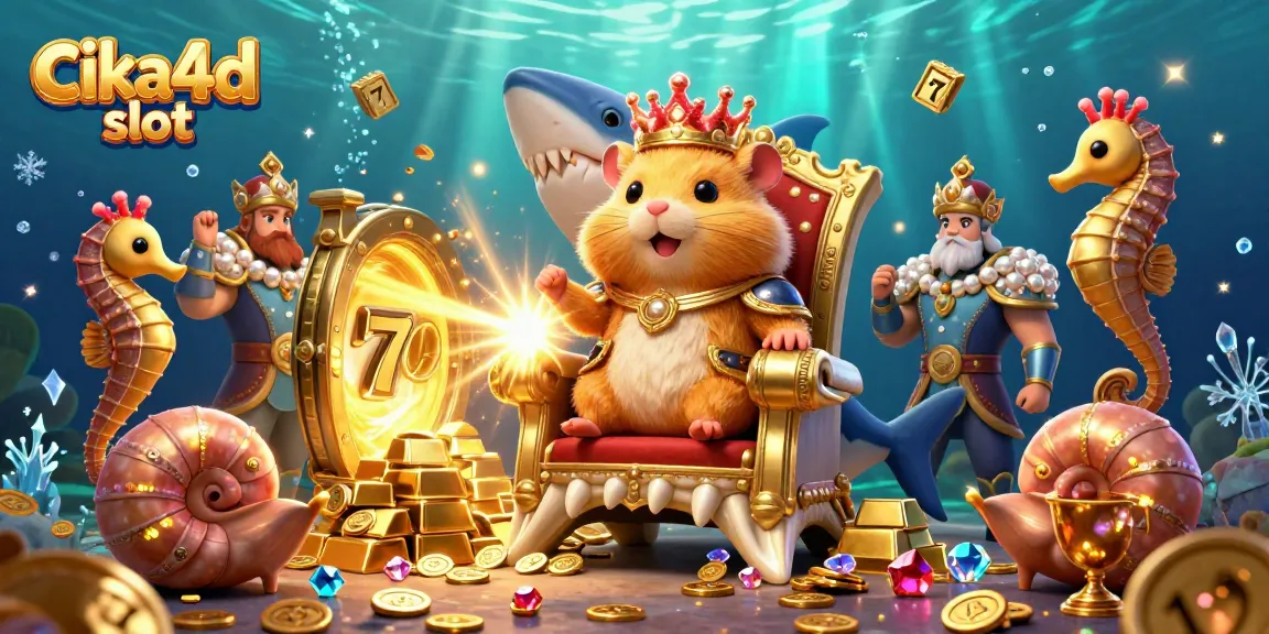 Engage in thrilling gameplay with CIKA4D slot, where a golden hamster king delights in a vibrant treasure-filled casino world.