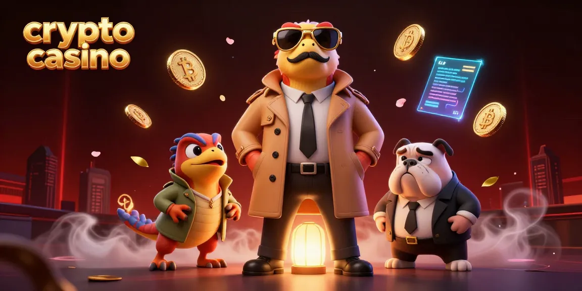 Casino crypto : Rassemblement amusant de trois rapaces déguisés en un seul personnage devant une porte VIP.