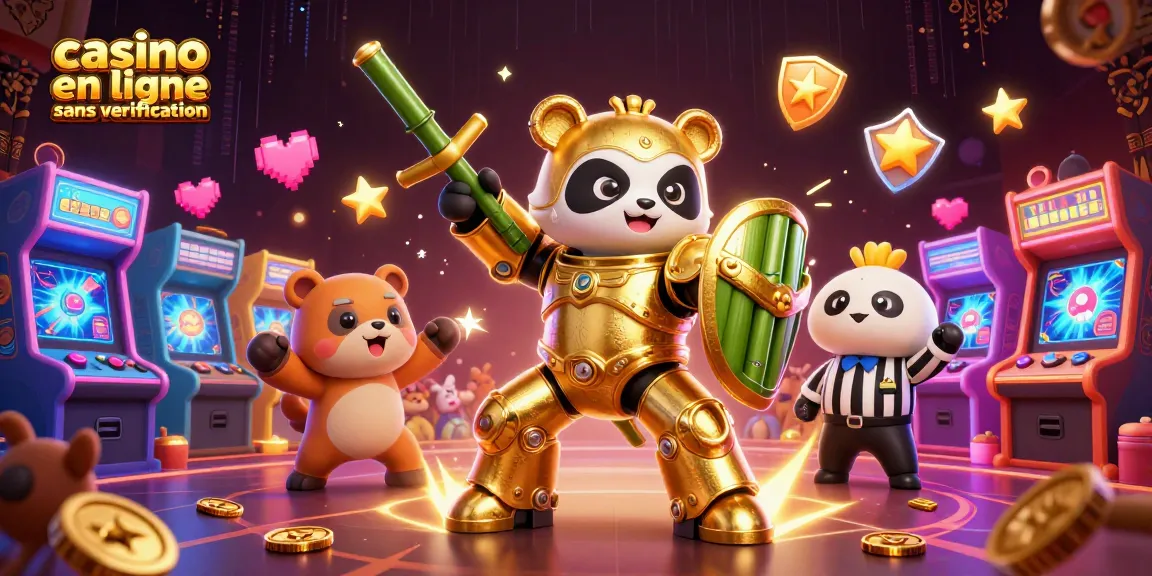Expérimentez le jeu sur un casino en ligne sans vérification avec un panda doré en robot de combat.
