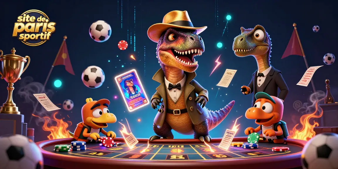Actions de paris sportifs sur le site de paris sportif, avec un velociraptor et un pit boss intrigués.